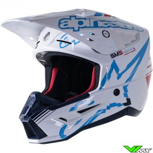 Alpinestars S-M5 Action Motocross Helmet - White / Cyaan