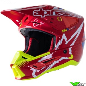 Alpinestars S-M5 Action Motocross Helmet - Bright Red / Fluo Yellow