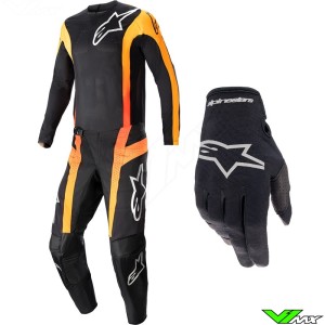 Alpinestars Techstar Sein 2023 Motocross Gear Combo - Black / Hot Orange