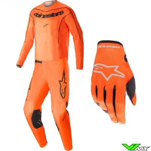 Alpinestars Fluid Lurv 2023 Motocross Gear Combo - Hot Orange / Black