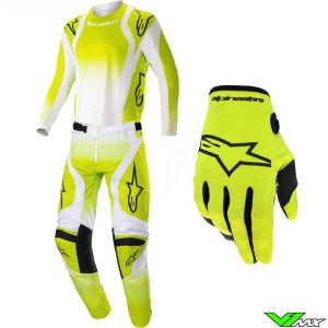 Alpinestars Racer Push 2023 Kinder Crosspak - Fluo Geel / Wit