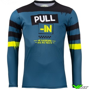 Pull In Challenger Trash 2023 Youth Motocross Jersey - Petrol / Neon Yellow