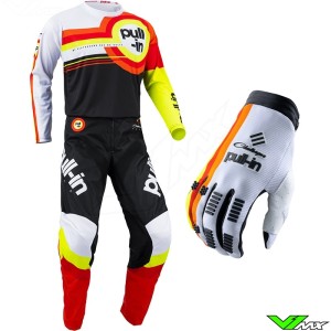 Pull In Challenger Race 2023 Motocross Gear Combo - Black / Neon Yellow / Red