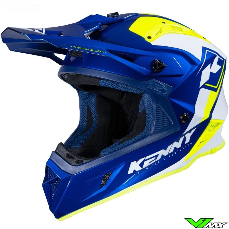 Kenny Titanium Motocross Helmet Navy Neon Yellow