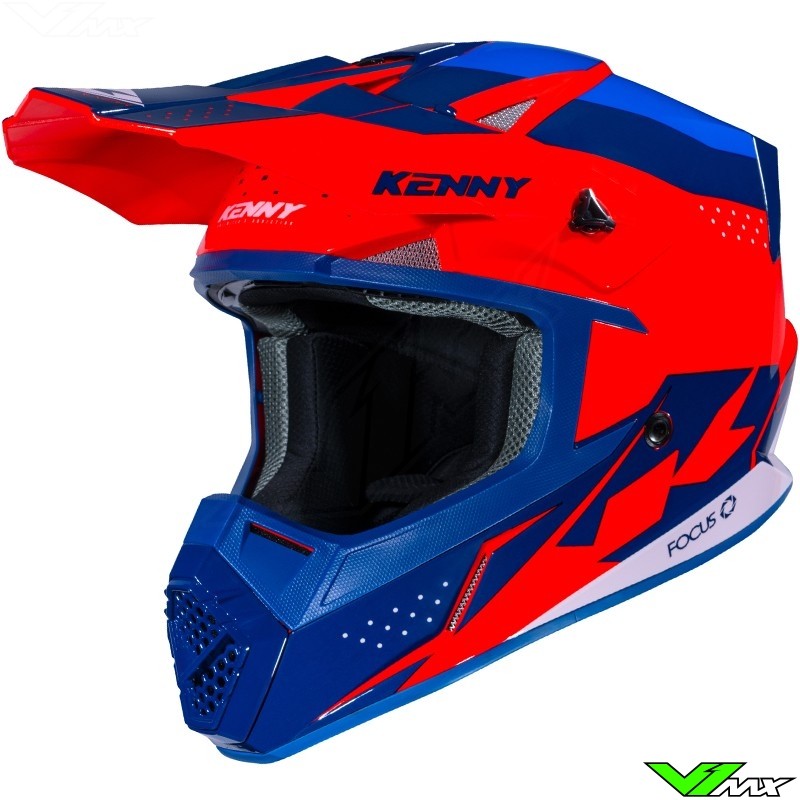 Kenny Track Motocross Helmet - Neon Red / Blue (M/L)