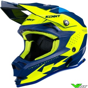 Kenny Track Youth Motocross Helmet - Navy / Neon Yellow