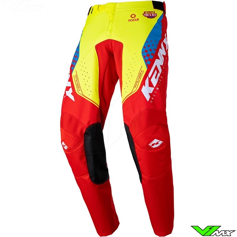 Kenny Track Focus 2023 Youth Motocross Pants - Neon Yellow / Red