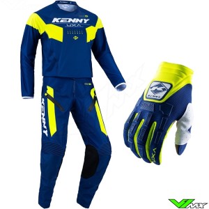 Kenny Titanium 2023 Motocross Gear Combo - Navy / Neon Yellow