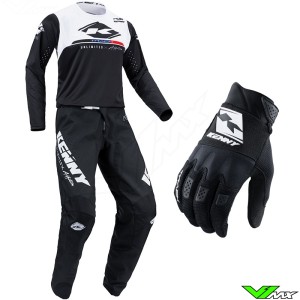 Kenny Track Raw 2023 Youth Motocross Gear Combo - Black / White
