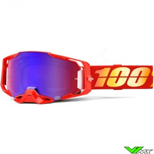 100% Armega Nuketown Motocross Goggles - Red/Blue Mirror Lens