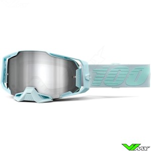 100% Armega Fargo Motocross Goggles - Flash Silver Mirror Lens