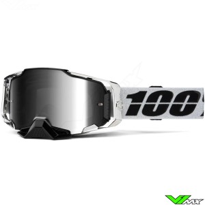 100% Armega Atac Motocross Goggles - Silver Mirror Lens