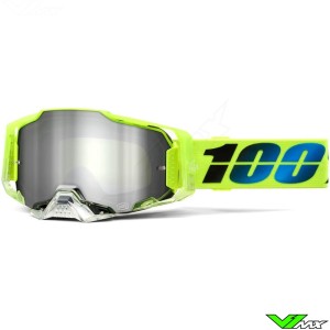 100% Armega Koropi Motocross Goggles - Flash Silver Mirror Lens