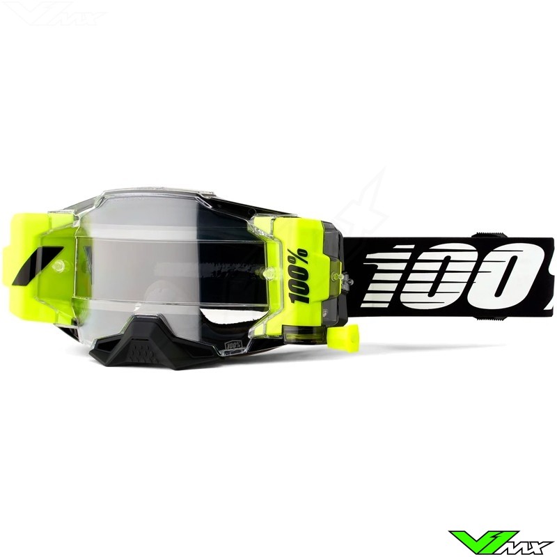 100% Armega Forecast Motocross Goggles with Roll-off - Black