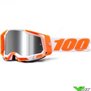 100% Racecraft 2 Motocross Goggles - Orange / White / Flash Silver Mirror Lens