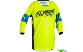 Fly Racing Kinetic Khaos 2023 Kinder Cross shirt - Fluo Geel / Cyaan