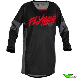 Fly Racing Kinetic Khaos 2023 Youth Motocross Jersey - Red / Black / Grey