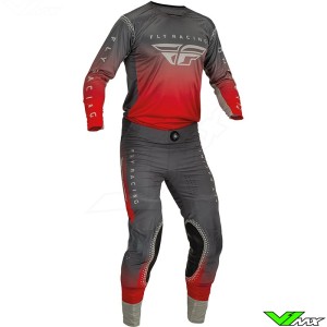 Fly Racing Lite 2023 Motocross Gear Combo - Red / Grey