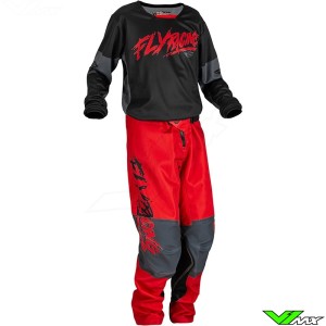 Fly Racing Kinetic Khaos 2023 Youth Motocross Gear Combo - Red / Black / Grey