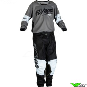 Fly Racing Kinetic Khaos 2023 Youth Motocross Gear Combo - Grey