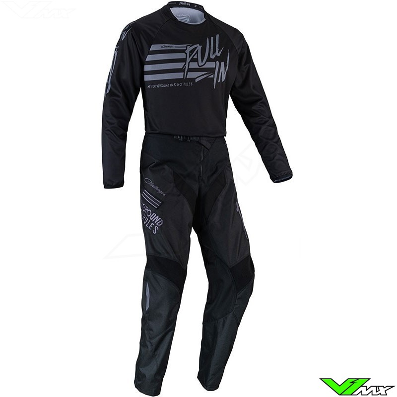 Pull In Challenger Original 2022 Motocross Gear Combo - Stripes / Black / Grey