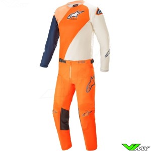 Alpinestars Racer Blaze 2021 Youth Motocross Gear Combo - Orange / Dark Blue