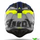 Airoh Aviator 3 Push Motocross Helmet - Grey / Fluo Yellow / Blue
