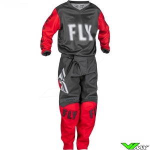 Fly Racing F-16 2023 Youth Motocross Gear Combo - Grey / Red