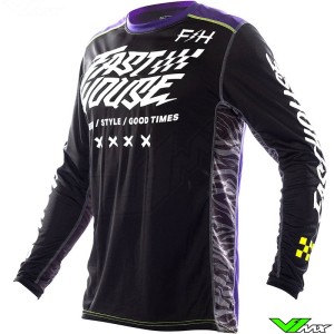 Fasthouse Grindhouse Rufio 2023 Motocross Jersey - Black / Purple / Fluo Yellow
