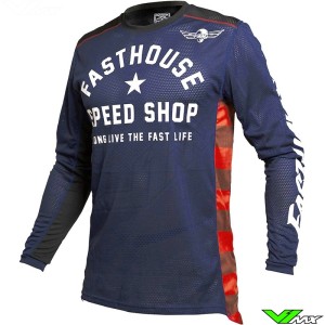 Fasthouse Grindhouse Originals Air Cooled Cross Shirt - Navy / Rood (M/L)