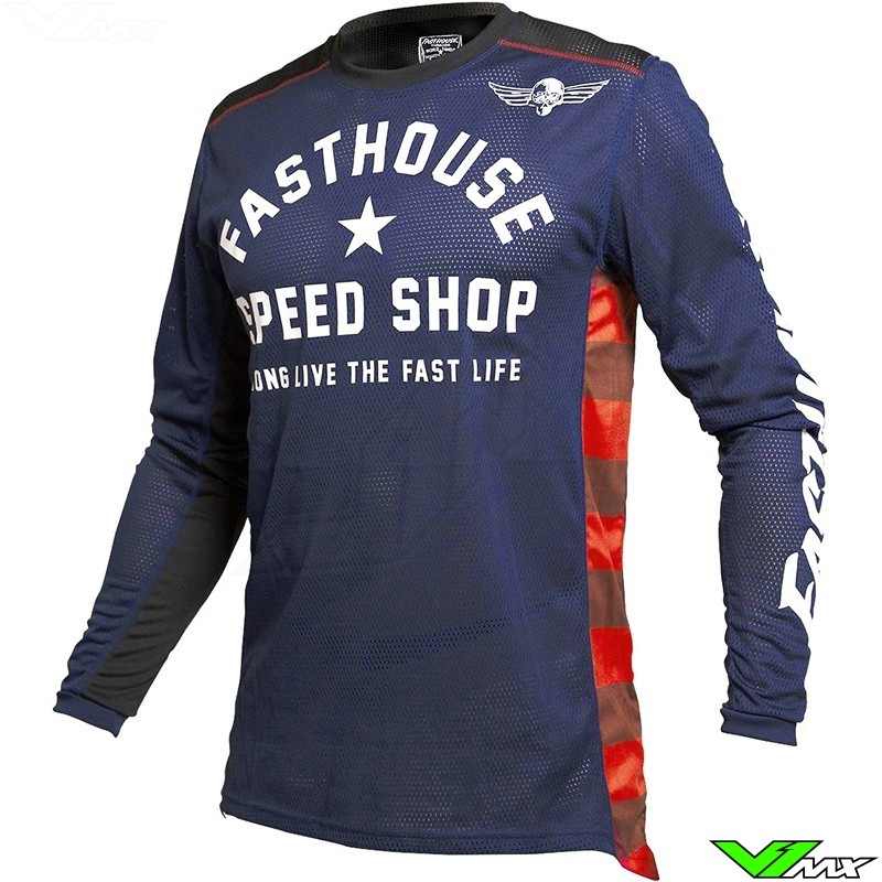 Fasthouse Grindhouse Originals Air Cooled MX Jersey - Navy / Red (M/L)