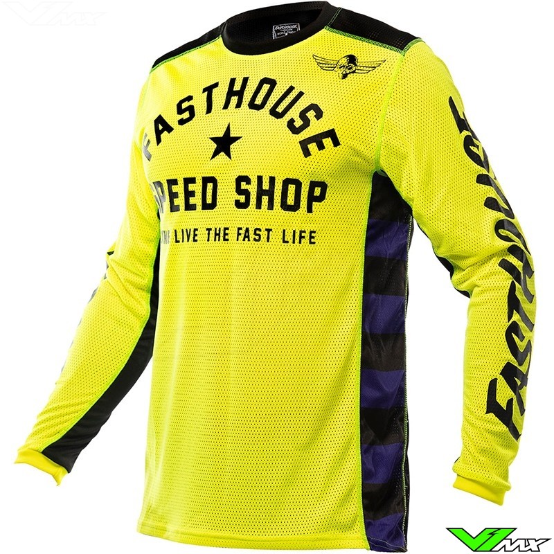 Fasthouse Grindhouse Originals Air Cooled 2023 Motocross Jersey - Fluo Yellow (M/L)