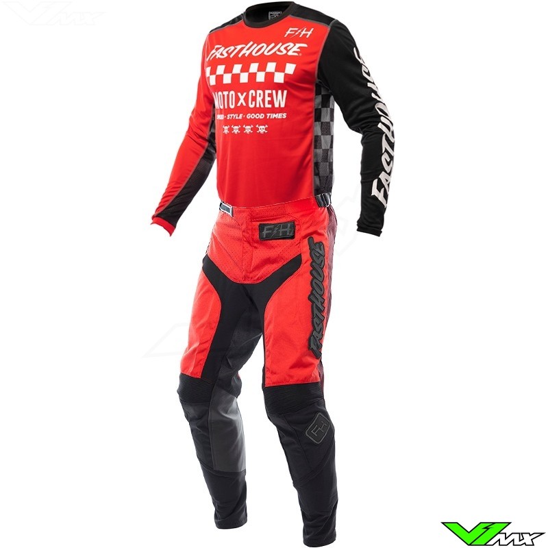 Fasthouse Grindhouse Alpha Motocross Gear Combo - Red (30/32/M)