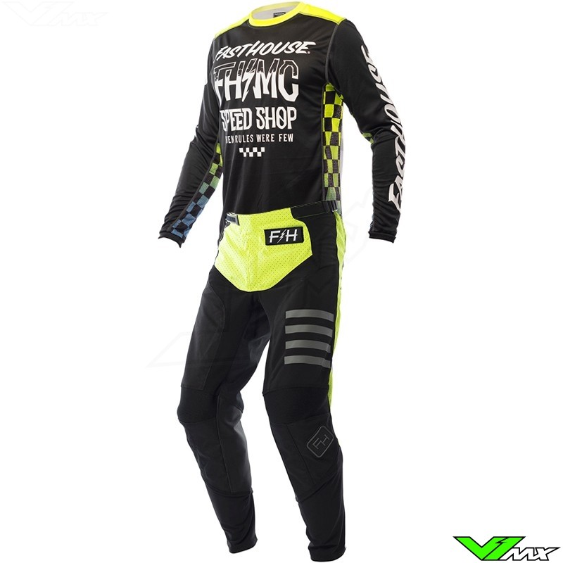 Fasthouse Grindhouse Brute Motocross Gear Combo - Black / Fluo Yellow