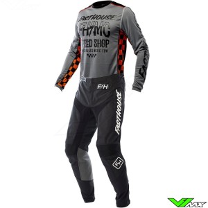 Fasthouse Grindhouse Brute 2023 Motocross Gear Combo - Grey / Black / Orange