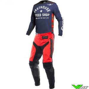 Fasthouse Grindhouse Originals Air Cooled 2023 Motocross Gear Combo - Navy / Red / Black