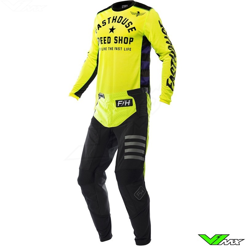 Fasthouse Grindhouse Originals Air Cooled Motocross Gear Combo - Fluo Yellow