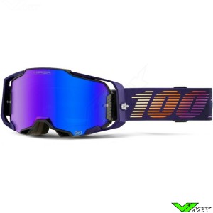 100% Armega Agenda Motocross Goggles - Hiper Blue Mirror Lens