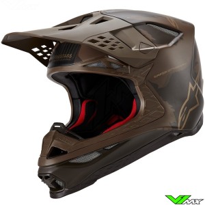 Alpinestars Supertech S-M10 Squad 23 Crosshelm - Donker Bruin / Kangaroo / Goud