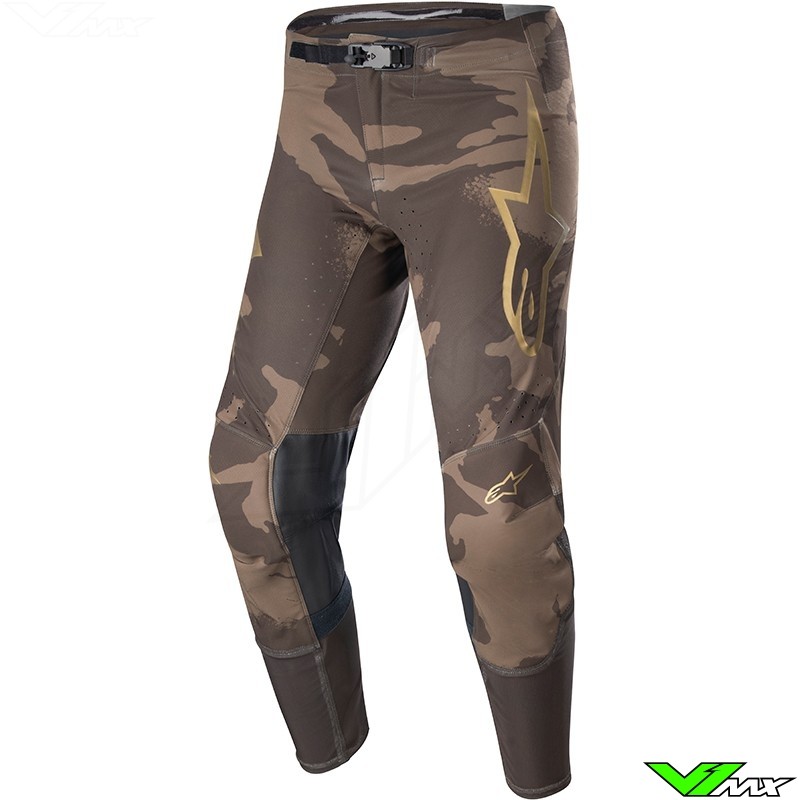 Alpinestars Supertech Squad 23 Crossbroek - Donker Bruin / Kangaroo / Goud