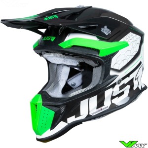 Just1 J18 F Hexa Motocross Helmet - Fluo Green