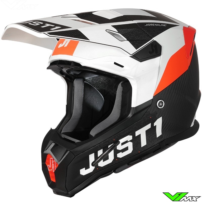 Just1 J22 Carbon Adrenaline Motocross Helmet - Orange / Black / White