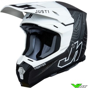 Just1 J22 Carbon Frontier Motocross Helmet - White / Black