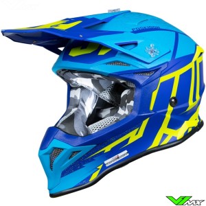 Just1 J39 Poseidon Motocross Helmet - Fluo Yellow / Blue