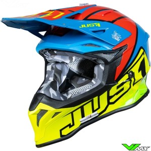 Just1 J39 Thruster Motocross Helmet - Fluo Yellow / Blue / Red
