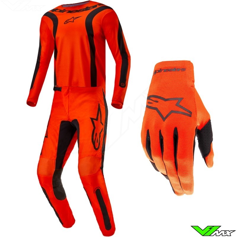 Alpinestars Fluid Lurv 2024 Motocross Gear Combo Hot Orange / Black
