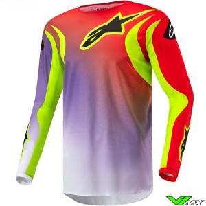 Alpinestars Fluid Lucent 2024 Motocross Jersey - White / Neon Red / Fluo Yellow (M)
