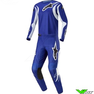 Alpinestars Fluid Lucent 2024 Motocross Gear Combo - Blue Ray / White