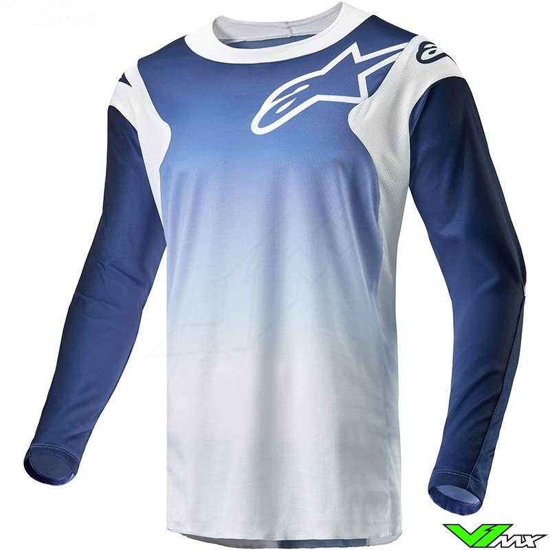 Alpinestars Racer Hoen 2024 Cross shirt - Wit / Donker Navy / Licht Blauw