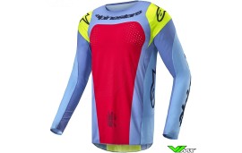 Alpinestars Techstar Ocuri 2024 Cross shirt - Licht Blauw / Fluo Geel / Berry Rood